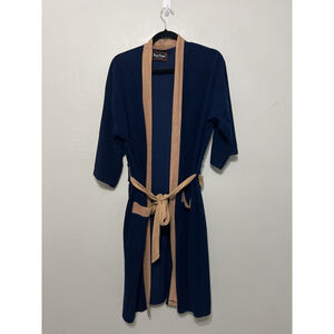 Vintage Classic Navy Blue Royal‎ Knight MEN'S COTTON WRAP AROUND ROBE SIZE L